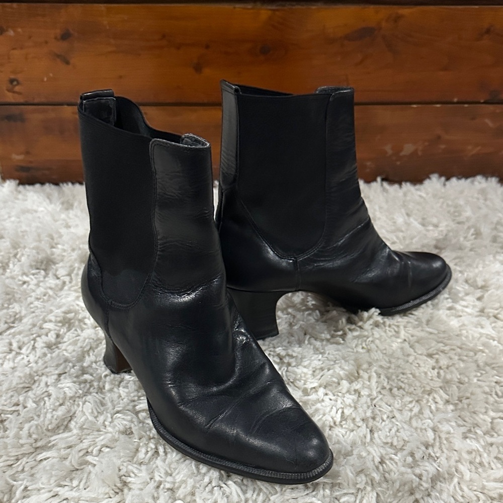 LUXURY Avant-Garde Black Leather Brazilian Retro Ankle Boots Sz 6.5